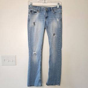 Aéropostale Chelsea Bootcut Jeans Sz 2 short light wash denim women's distressed